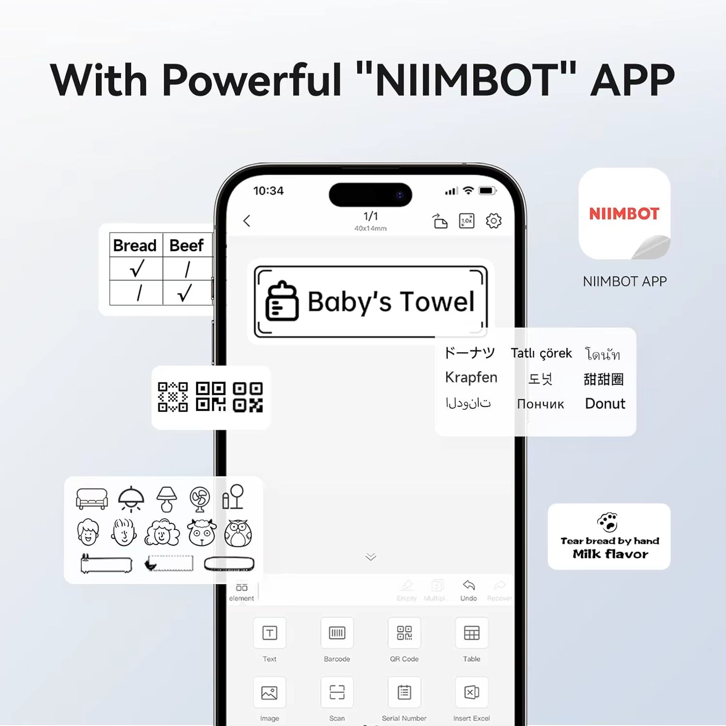Mini Label Thermal Printer- Portable Self-Adhesive With Bluetooth