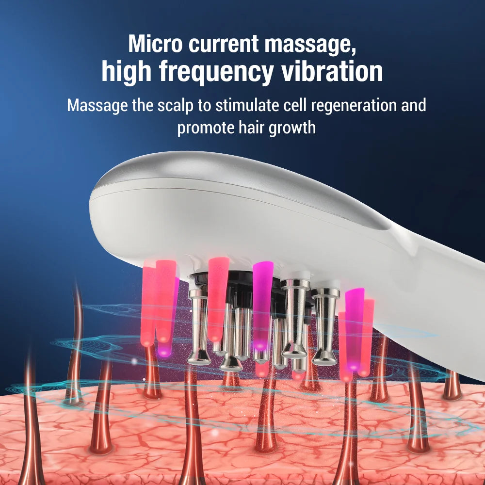 Hair Grooming Comb with (LED Light Head Massager & Hair Oil Applicator)