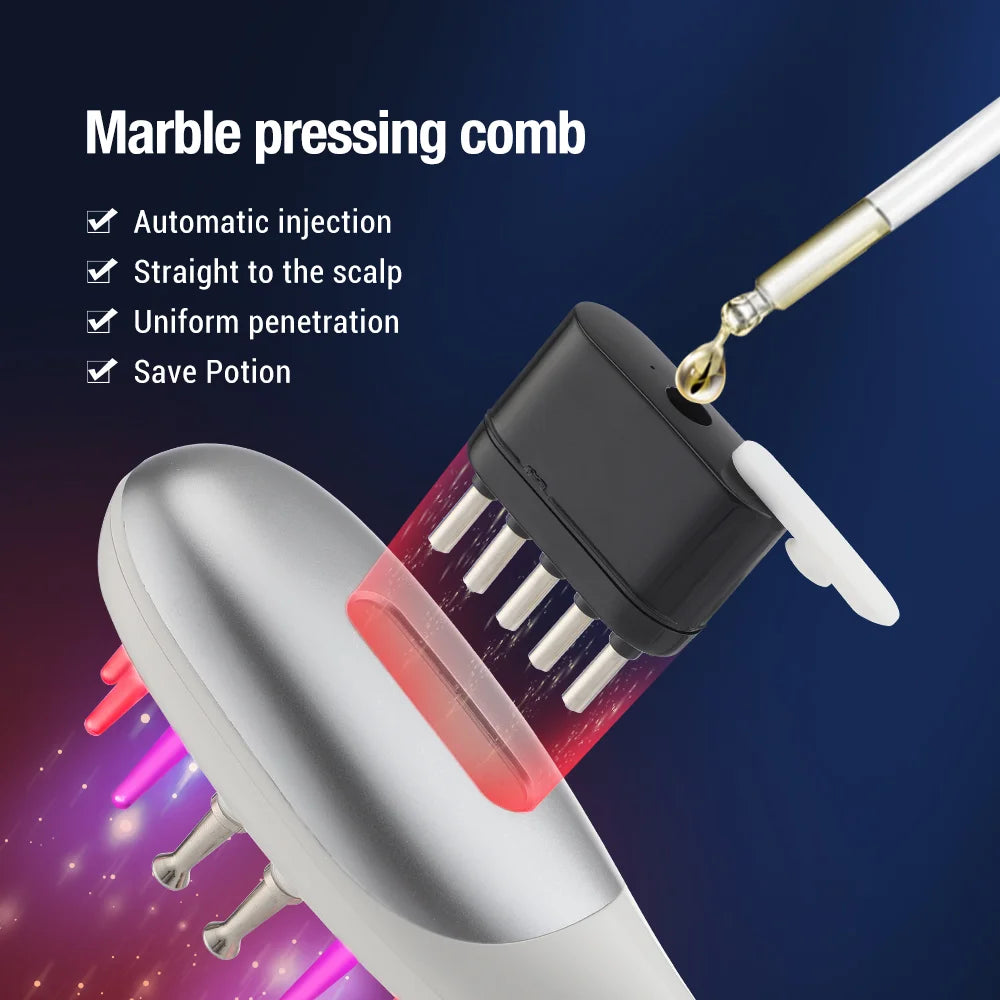 Hair Grooming Comb with (LED Light Head Massager & Hair Oil Applicator)