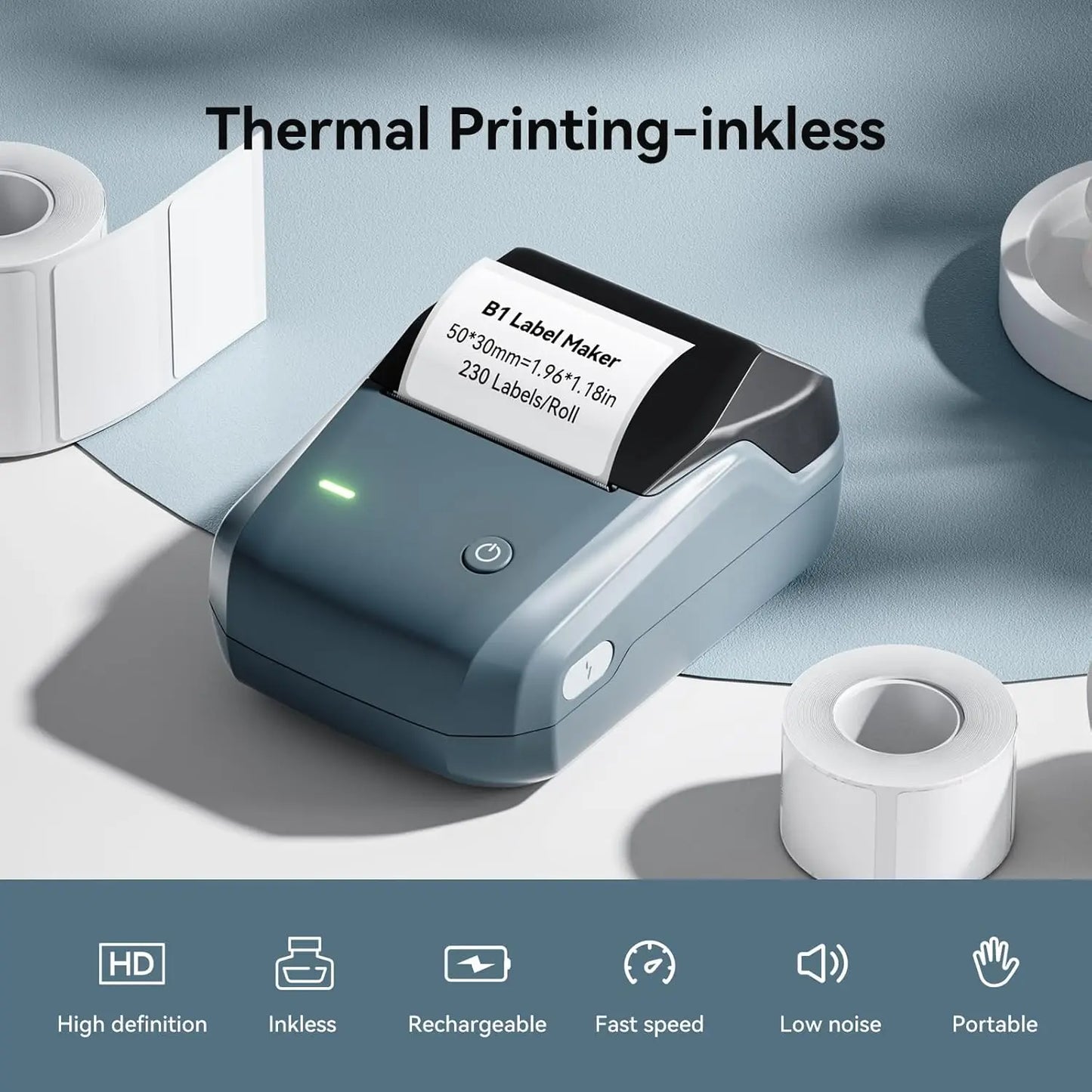 Mini Label Thermal Printer- Portable Self-Adhesive With Bluetooth