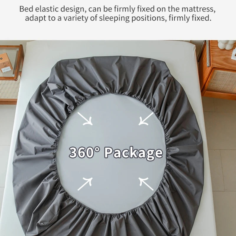Waterproof Fitted Bed Sheet with 360 Elastic Band Mattress Protector Cover Bedspreads for Single Double King Queen Size Bedsheet