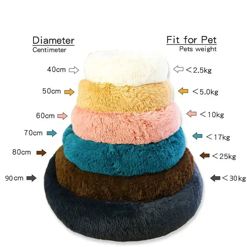 Cozy Plush Round Pet Bed for Large Dogs & Cats - Warm & Soft Winter Sleeping House (40-90Cm)
