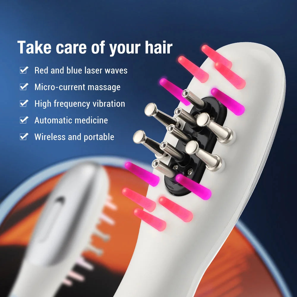 Hair Grooming Comb with (LED Light Head Massager & Hair Oil Applicator)