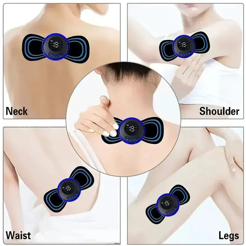Neck Rechargeable Massage, Electric Neck Massager with Cervical Vertebra Massage Patch for Muscle Pain