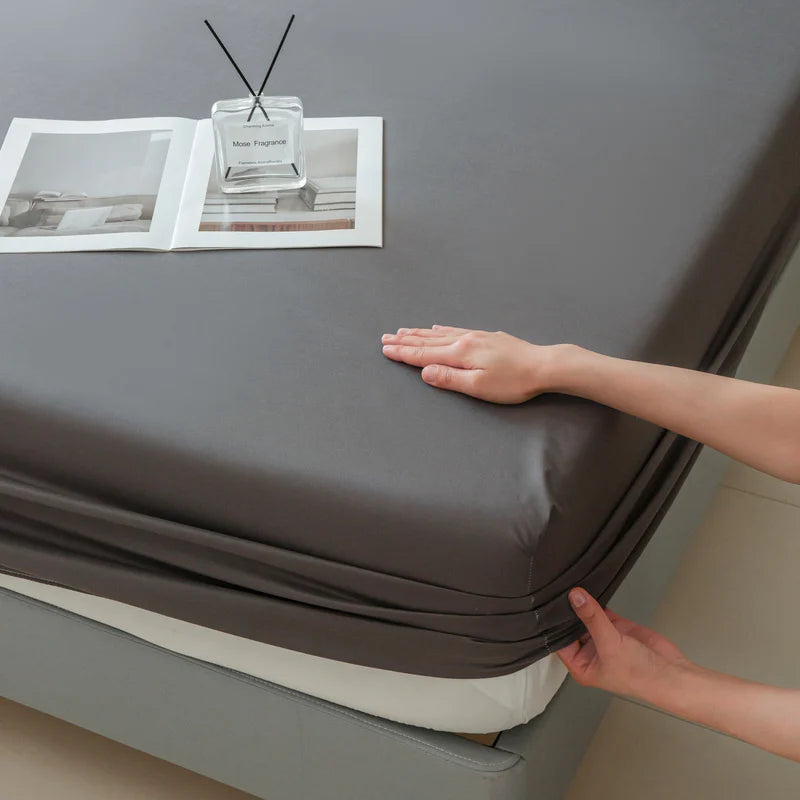 Waterproof Fitted Bed Sheet with 360 Elastic Band Mattress Protector Cover Bedspreads for Single Double King Queen Size Bedsheet