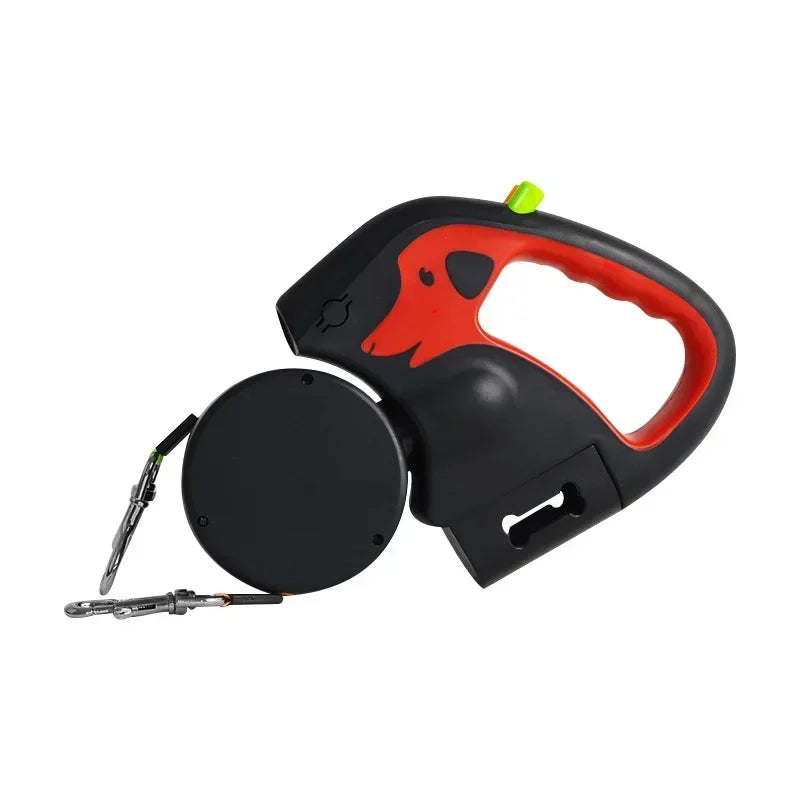 Portable Rotating Pet Leash for 2 Dogs, Double End Leash, Light Retractable Roulette, Walking Supplies