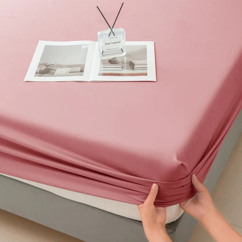 Waterproof Fitted Bed Sheet with 360 Elastic Band Mattress Protector Cover Bedspreads for Single Double King Queen Size Bedsheet