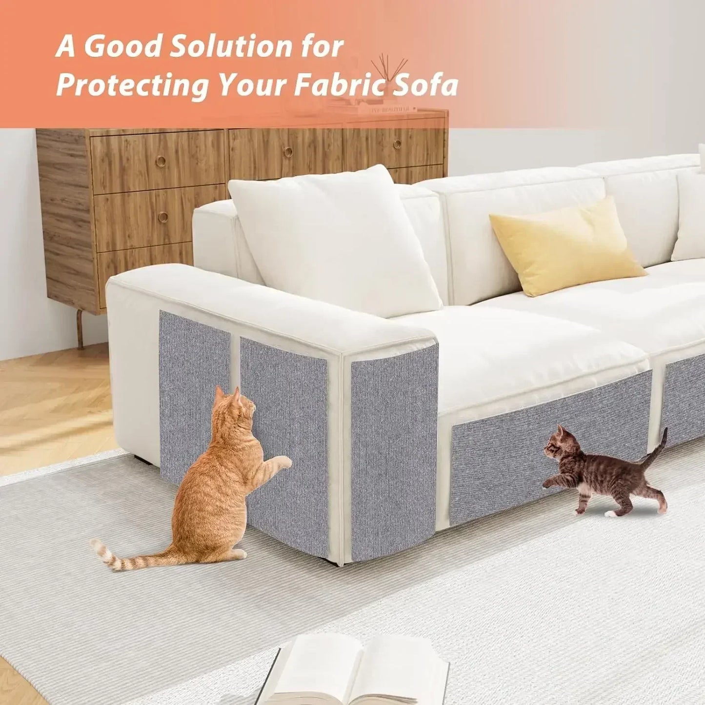 Cat Scratcher Sofa Protector with Trimmable Self-Adhesive Carpet Corner Wall