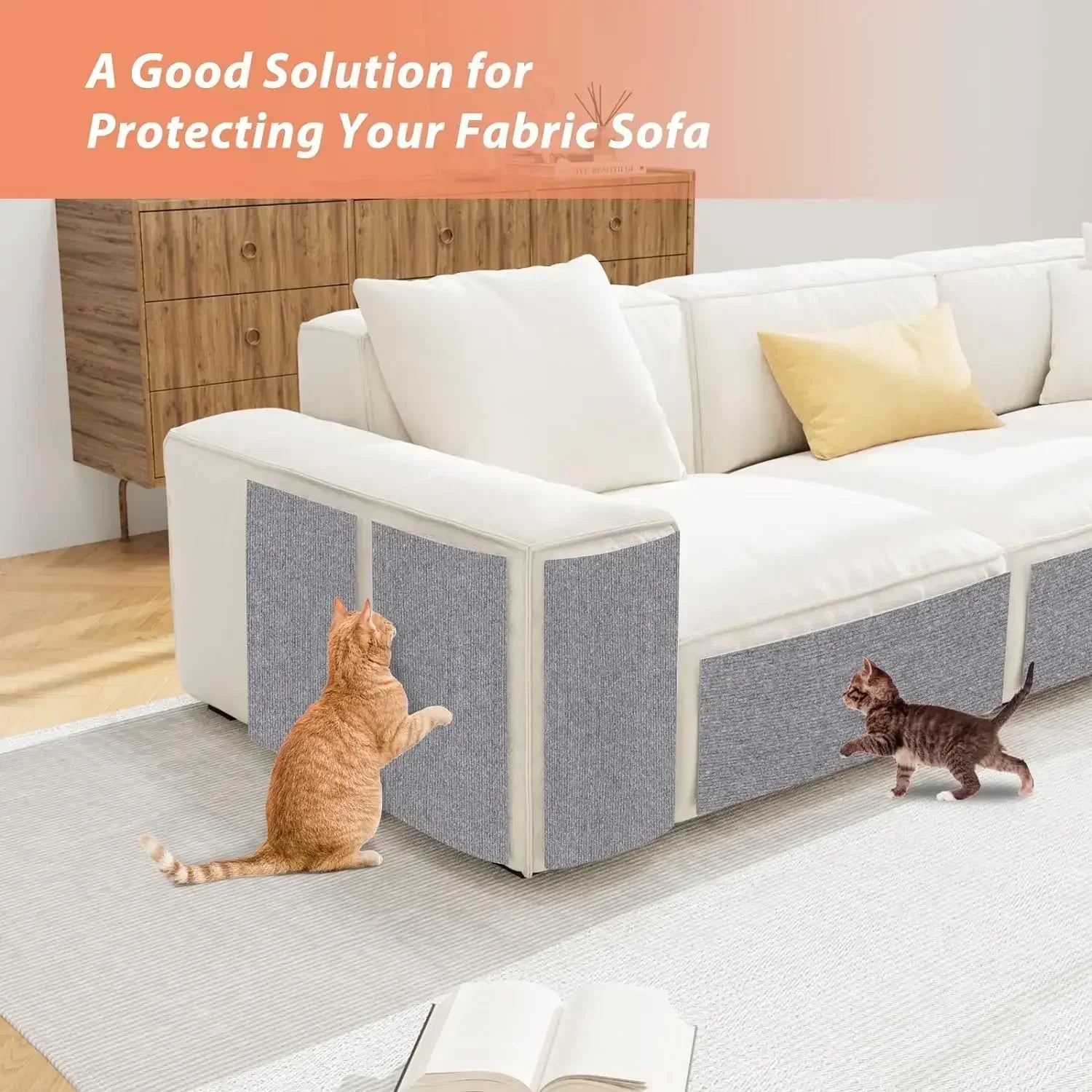 Cat Scratcher Sofa Protector with Trimmable Self-Adhesive Carpet Corner Wall