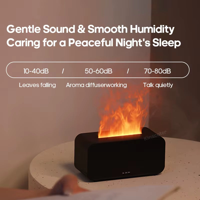 Portable Aromatherapy Flame Diffuser & Humidifier -Colourful LED Light, Relaxing Mist with Timer