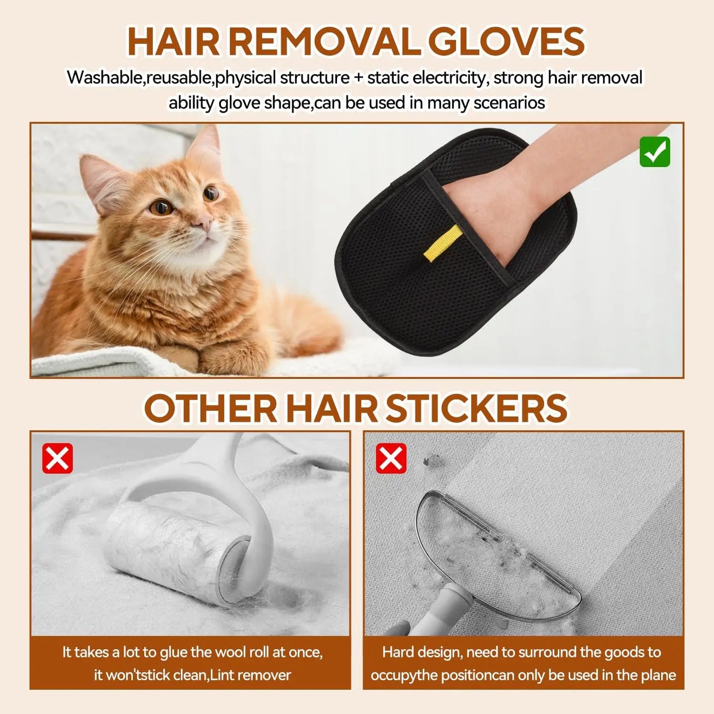 Reusable Pet Hair Removal Gloves