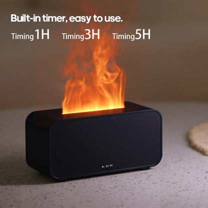 Portable Aromatherapy Flame Diffuser & Humidifier -Colourful LED Light, Relaxing Mist with Timer