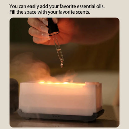 Portable Aromatherapy Flame Diffuser & Humidifier -Colourful LED Light, Relaxing Mist with Timer