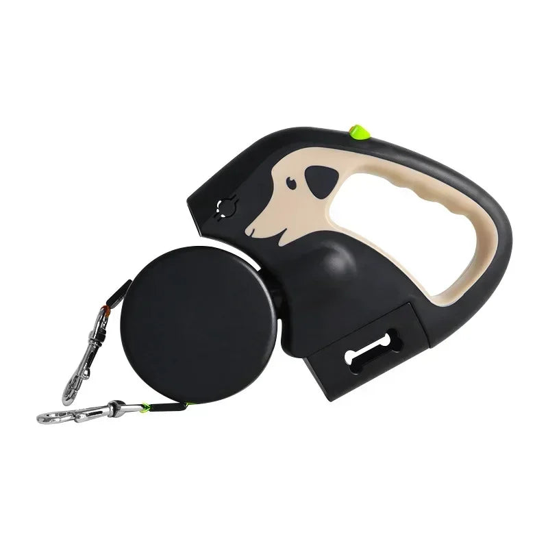 Portable Rotating Pet Leash for 2 Dogs, Double End Leash, Light Retractable Roulette, Walking Supplies
