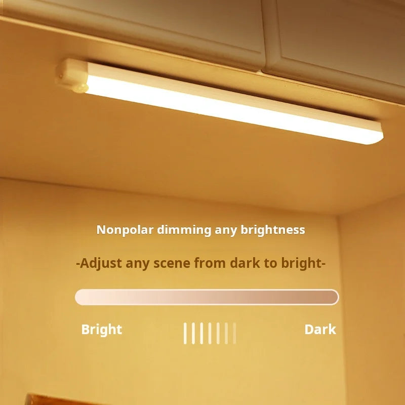 1Pc Wireless Rechargeable LED Motion Sensor Cabinet Light - Ideal for Closet, Kitchen, Wardrobe, Stairs - Battery Operated Night