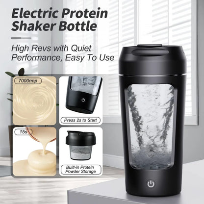650Ml USB Electric Portable Whey Protein Shaker Bottle. Fully Automatic Stirring- Cup (Rechargeable Gym BA Free Cocktail Blend)