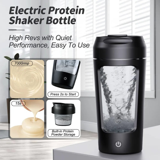 650Ml USB Electric Portable Whey Protein Shaker Bottle. Fully Automatic Stirring- Cup (Rechargeable Gym BA Free Cocktail Blend)