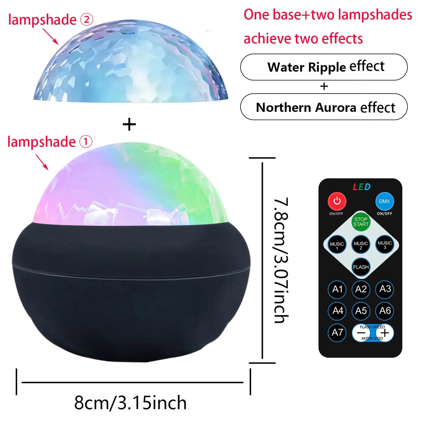 Water Ripple/Dreamy Aurora Magic Projection Light 7-Color Remote Control Projector Usb Powered Colorful Atmosphere Night Light