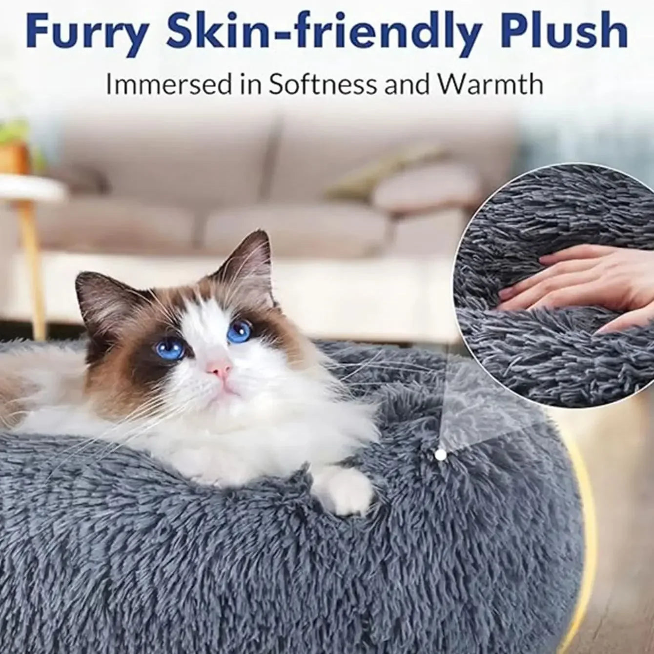 Cozy Plush Round Pet Bed for Large Dogs & Cats - Warm & Soft Winter Sleeping House (40-90Cm)
