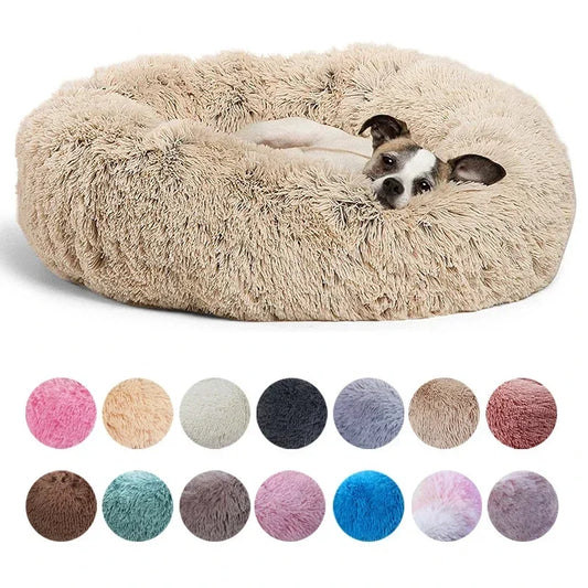 Cozy Plush Round Pet Bed for Large Dogs & Cats - Warm & Soft Winter Sleeping House (40-90Cm)