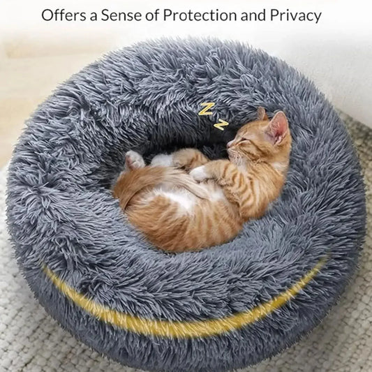 Cozy Plush Round Pet Bed for Large Dogs & Cats - Warm & Soft Winter Sleeping House (40-90Cm)