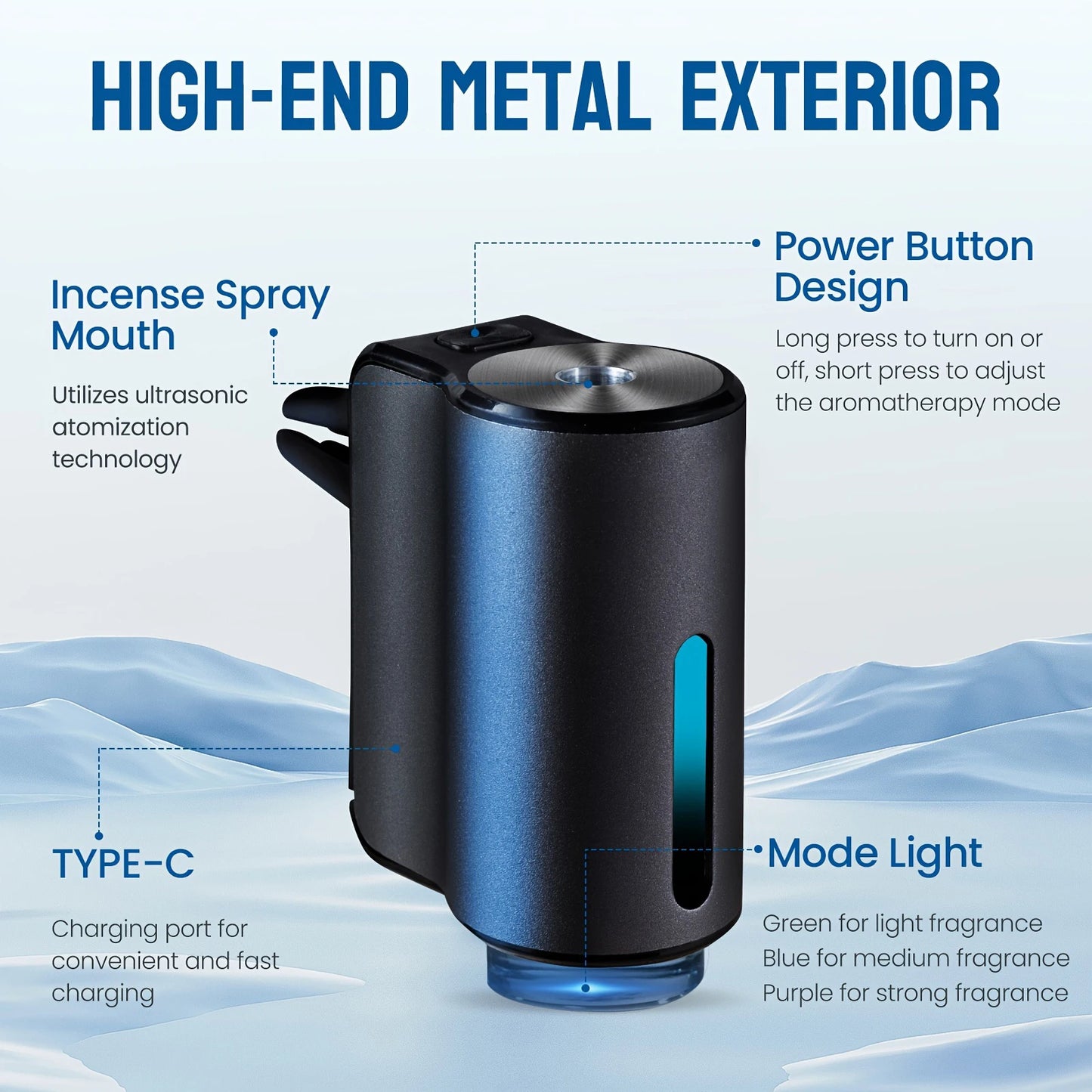 Car Air Freshener with Electrical Auto Aroma Diffuser [Essential Oil Mist Humidifier For Fragrance Aromatherapy]
