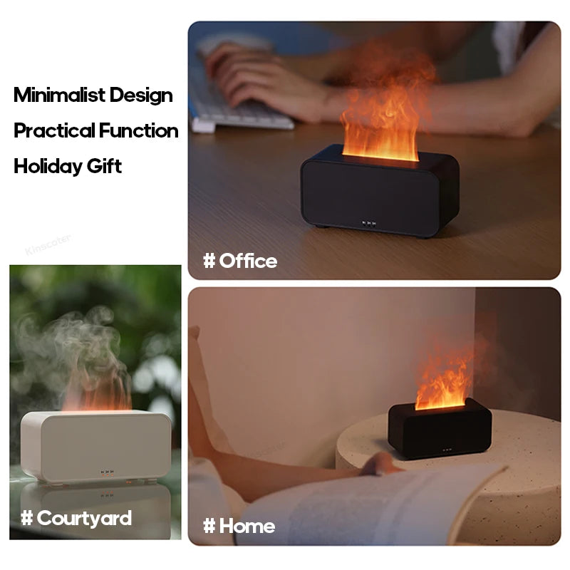 Portable Aromatherapy Flame Diffuser & Humidifier -Colourful LED Light, Relaxing Mist with Timer