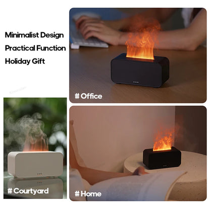 Portable Aromatherapy Flame Diffuser & Humidifier -Colourful LED Light, Relaxing Mist with Timer