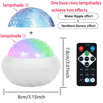 Water Ripple/Dreamy Aurora Magic Projection Light 7-Color Remote Control Projector Usb Powered Colorful Atmosphere Night Light