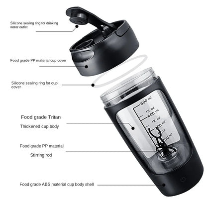 650Ml USB Electric Portable Whey Protein Shaker Bottle. Fully Automatic Stirring- Cup (Rechargeable Gym BA Free Cocktail Blend)