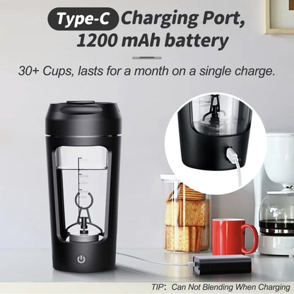 650Ml USB Electric Portable Whey Protein Shaker Bottle. Fully Automatic Stirring- Cup (Rechargeable Gym BA Free Cocktail Blend)