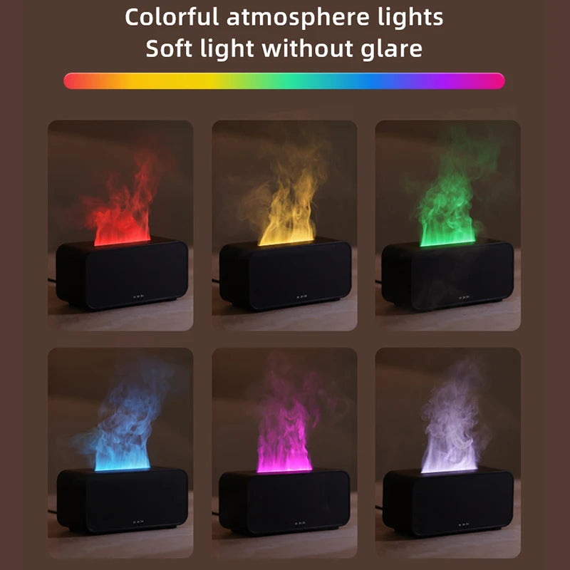 Portable Aromatherapy Flame Diffuser & Humidifier -Colourful LED Light, Relaxing Mist with Timer