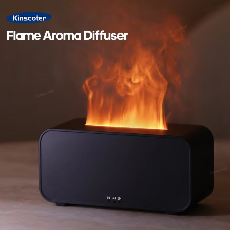 Portable Aromatherapy Flame Diffuser & Humidifier -Colourful LED Light, Relaxing Mist with Timer