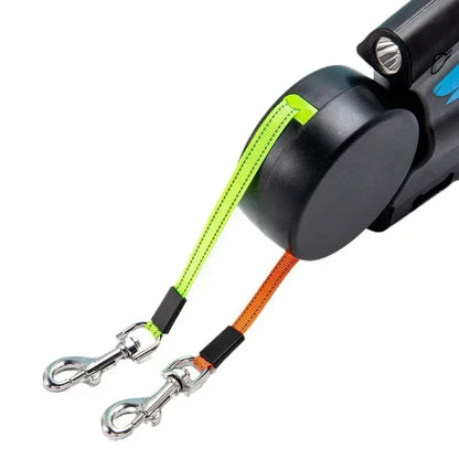 Portable Rotating Pet Leash for 2 Dogs, Double End Leash, Light Retractable Roulette, Walking Supplies