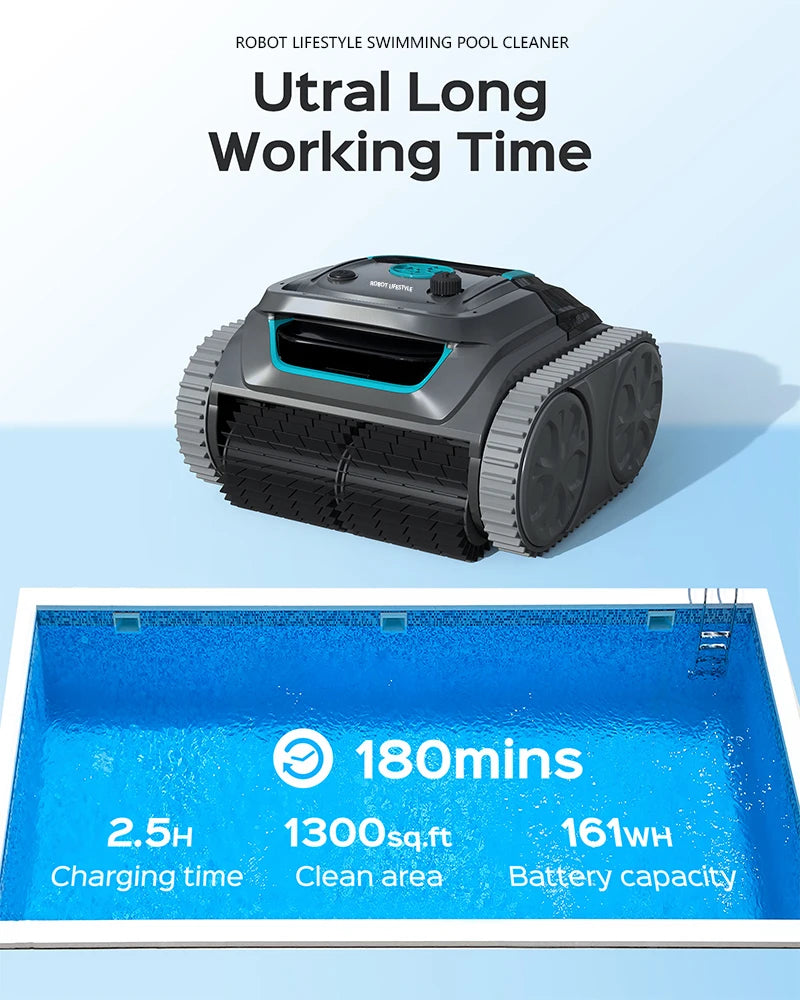 Robot Swimming Pool Cleaner-Cordless,Control,Rechargeable Lithium Battery